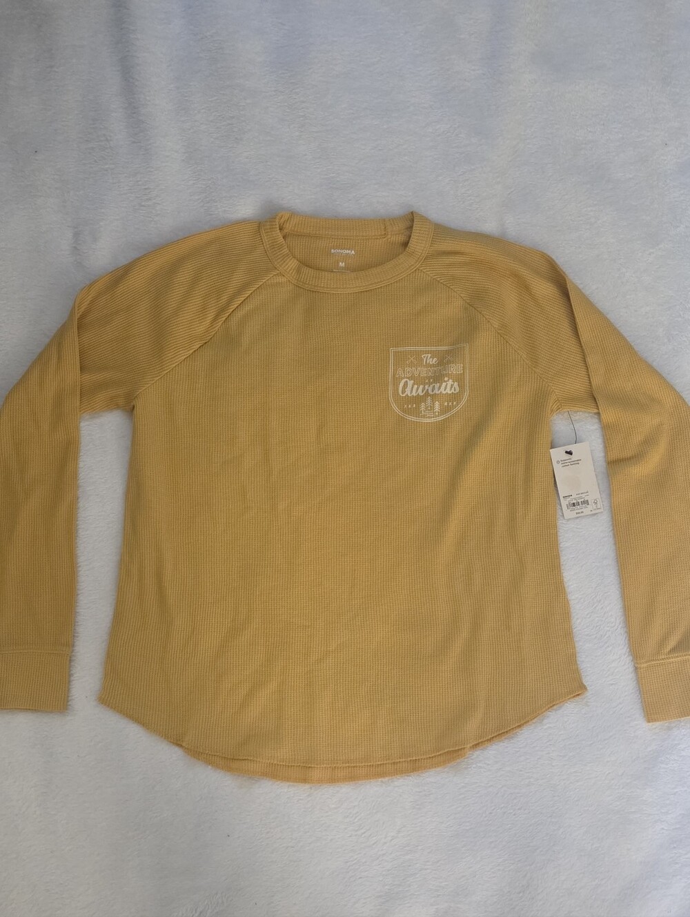Sonoma Mustard Yellow Long Sleeve Waffle Tee